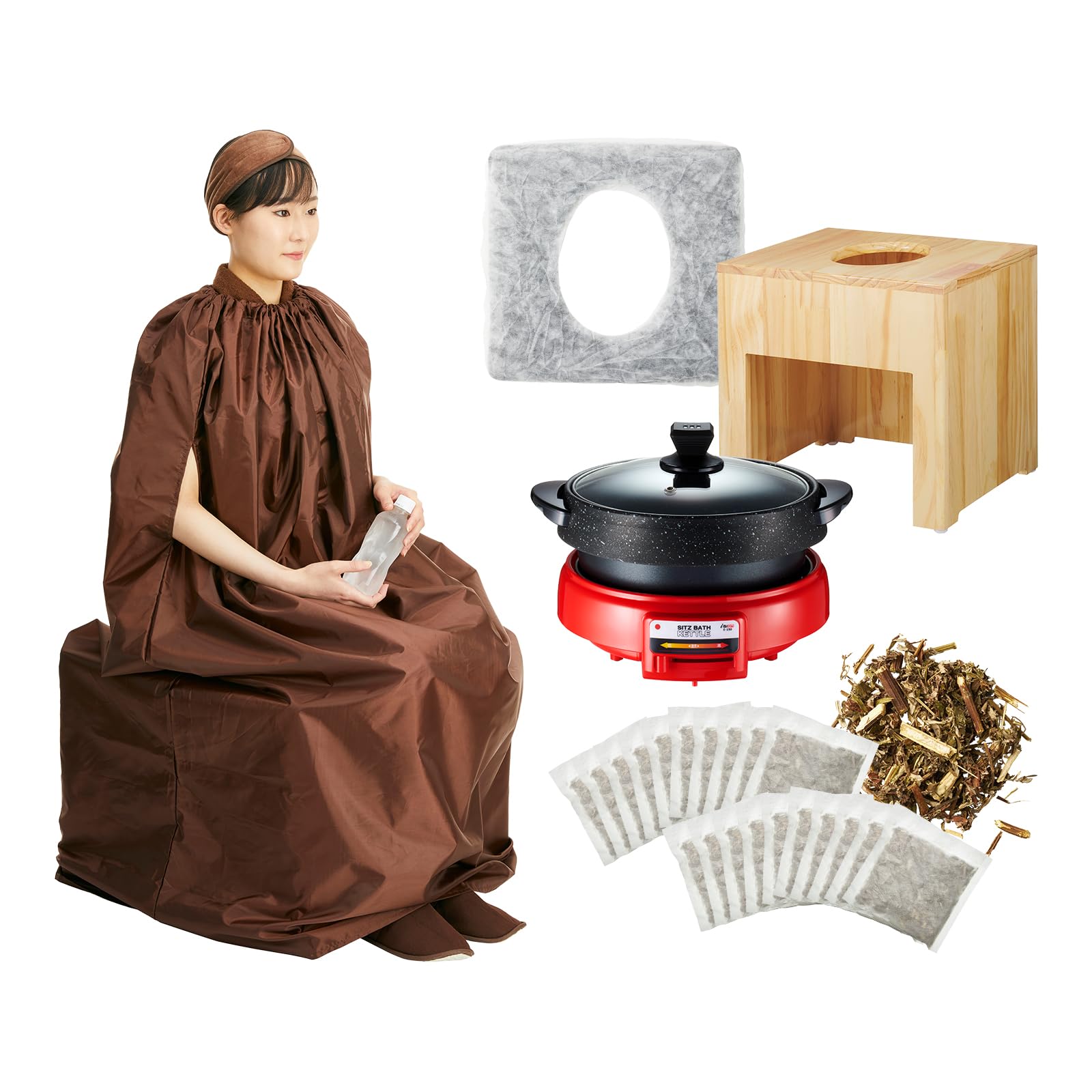 よもぎ蒸し椅子お鍋セットプラスハーブ12種類-【新品・工事不要 よもぎ蒸し椅子お鍋セットプラスハーブ12種類-【新品・工事不要